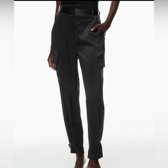 Aritzia Babaton refined cargo satin pants in black size 8 - Picture 2 of 11